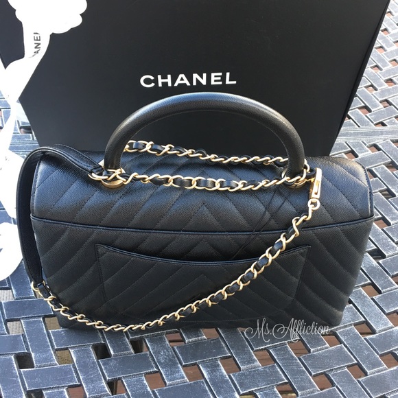 CHANEL Authentic CC Coco Handle Flap Bag Caviar - Picture 4 of 8